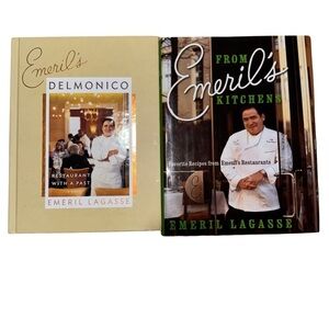 Emeril Lagasse Cookbook Set - Autographed Cream and Black